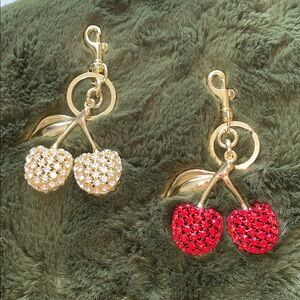 Clear and Red Crystal Cherry Keychain/Charms